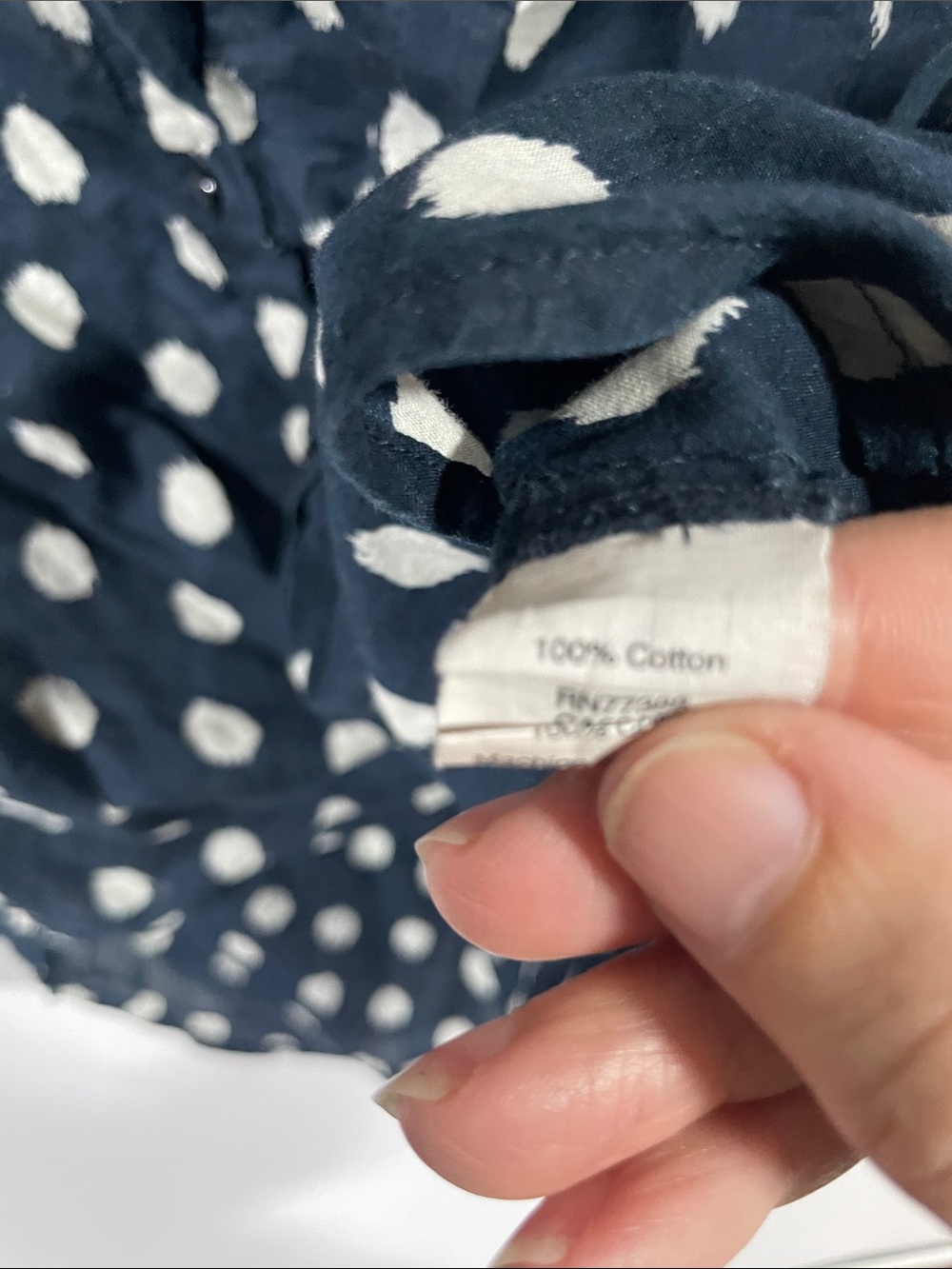 Madewell Navy Button-Down Shirt with White Polka Dot Print - Picture 3 of 4
